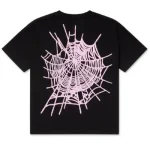 Sp5der Web T-shirt Black With Pink back